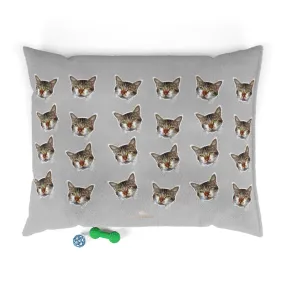 Light Grey Cat Pet Bed, Solid Color Machine-Washable Pet Pillow With Zippers-Printed in USA