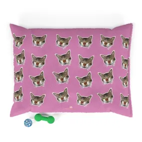 Light Pink Cat Pet Bed, Solid Color Machine-Washable Pet Pillow With Zippers-Printed in USA