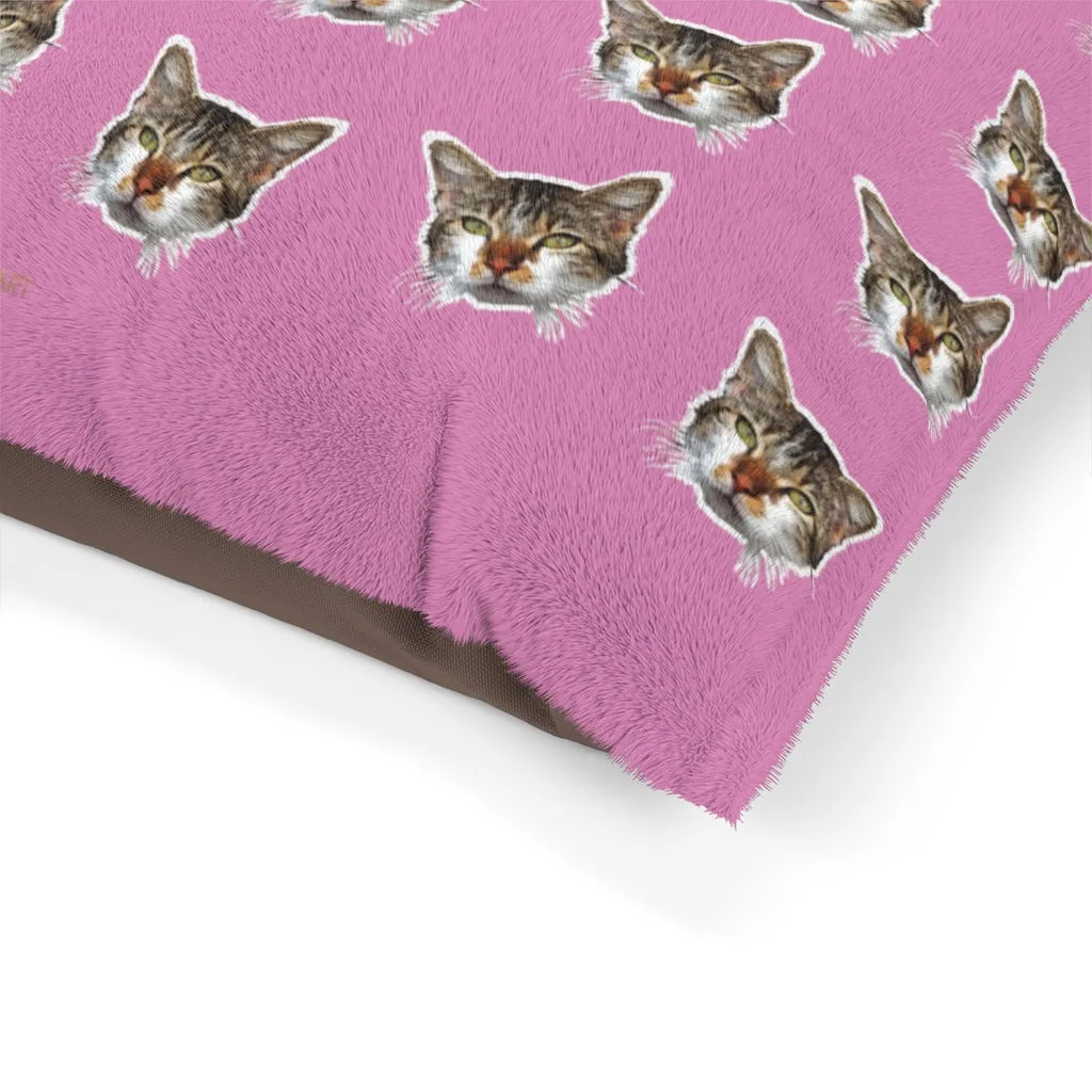 Light Pink Cat Pet Bed, Solid Color Machine-Washable Pet Pillow With Zippers-Printed in USA