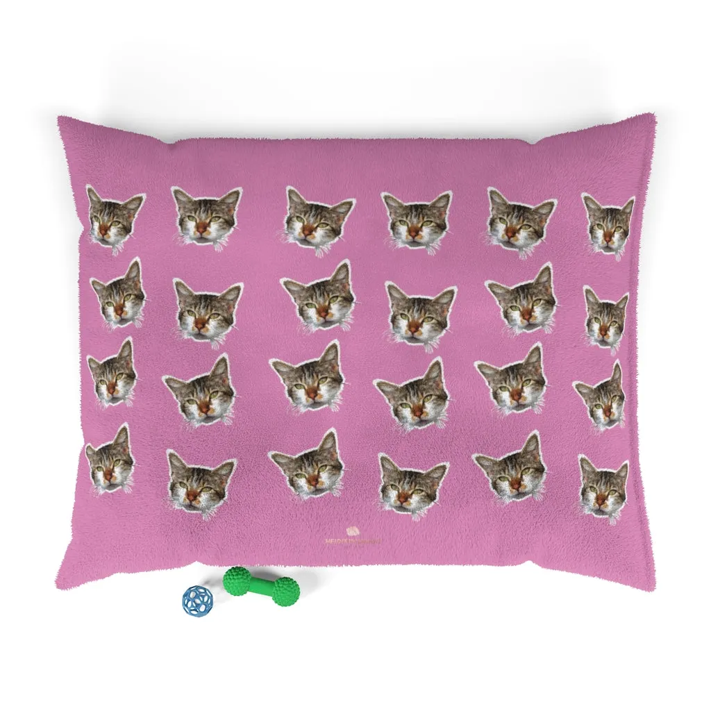 Light Pink Cat Pet Bed, Solid Color Machine-Washable Pet Pillow With Zippers-Printed in USA