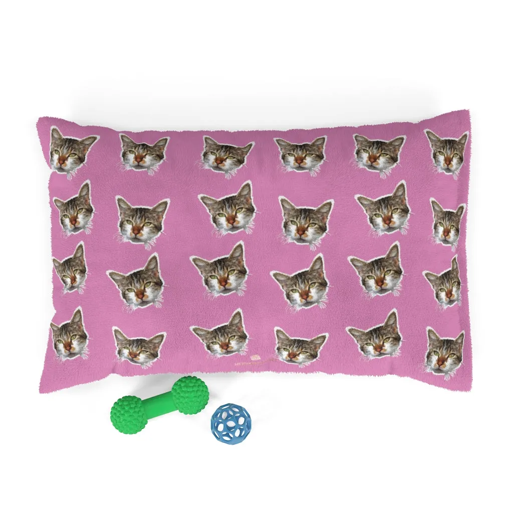 Light Pink Cat Pet Bed, Solid Color Machine-Washable Pet Pillow With Zippers-Printed in USA