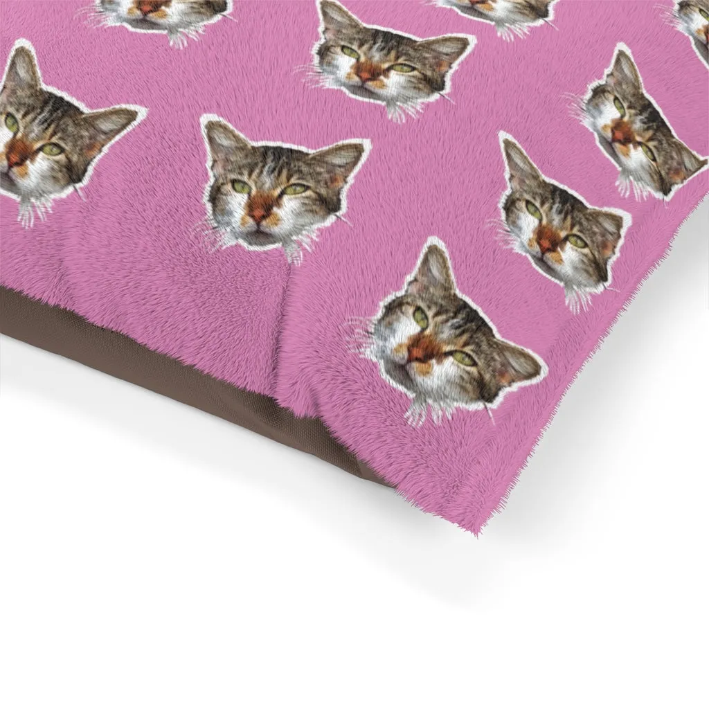 Light Pink Cat Pet Bed, Solid Color Machine-Washable Pet Pillow With Zippers-Printed in USA