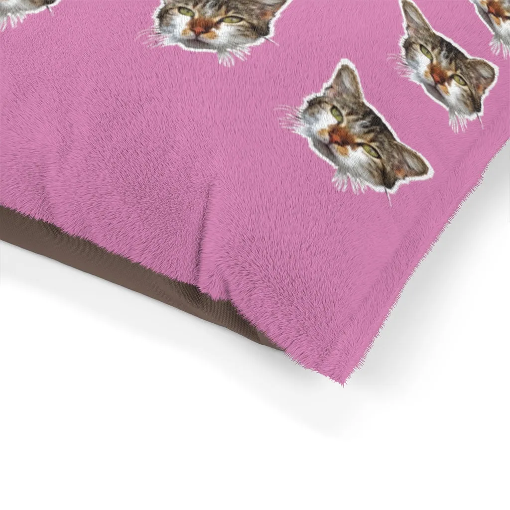 Light Pink Cat Pet Bed, Solid Color Machine-Washable Pet Pillow With Zippers-Printed in USA