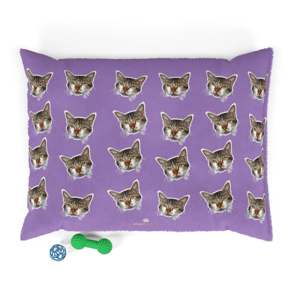 Light Purple Cat Pet Bed, Solid Color Machine-Washable Pet Pillow With Zippers-Printed in USA