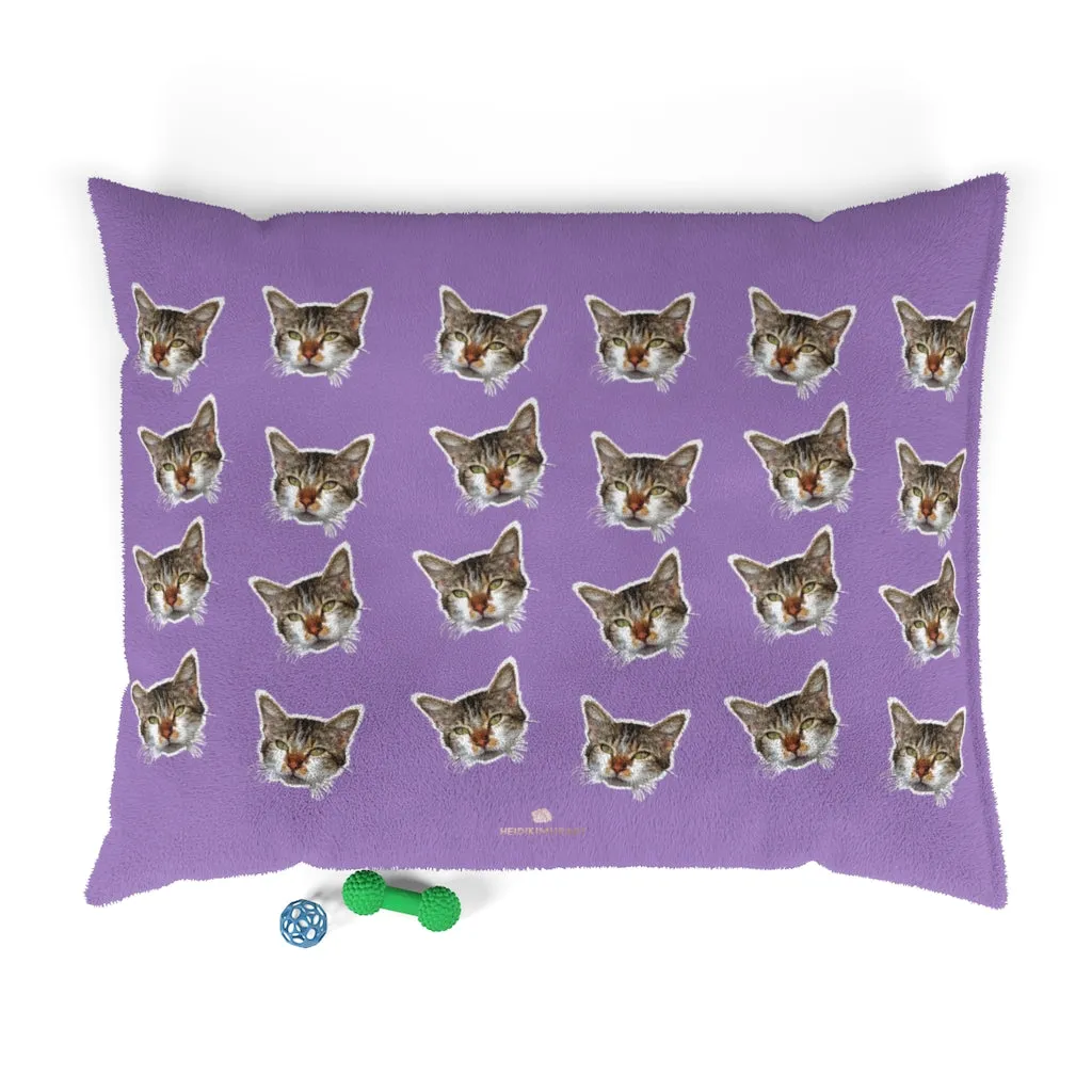 Light Purple Cat Pet Bed, Solid Color Machine-Washable Pet Pillow With Zippers-Printed in USA