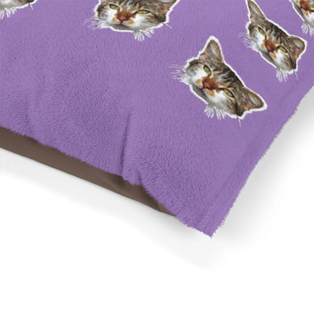 Light Purple Cat Pet Bed, Solid Color Machine-Washable Pet Pillow With Zippers-Printed in USA