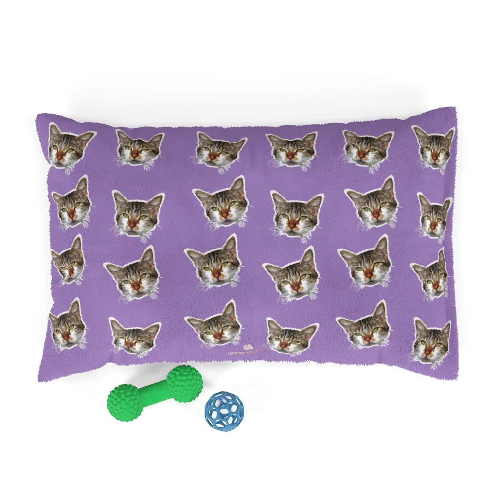 Light Purple Cat Pet Bed, Solid Color Machine-Washable Pet Pillow With Zippers-Printed in USA