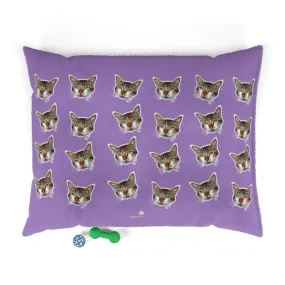 Light Purple Cat Pet Bed, Solid Color Machine-Washable Pet Pillow With Zippers-Printed in USA