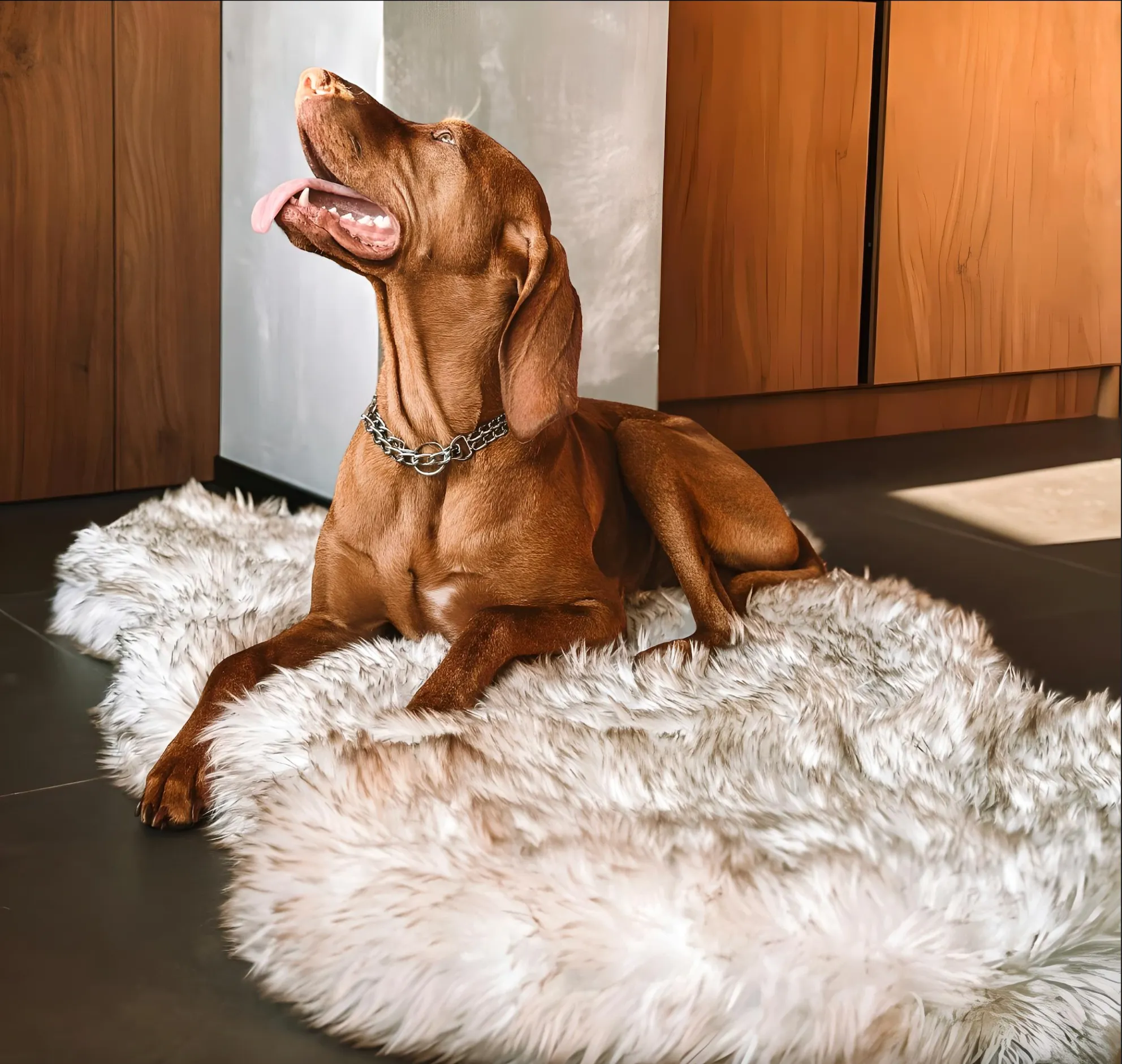 Luxury Faux Fur Orthopedic Dog Bed, Memory Foam Dog Bed for Small, Medium, Large and XL Pets, Fluffy Pet Rug with Waterproof and Washable Soft Cover