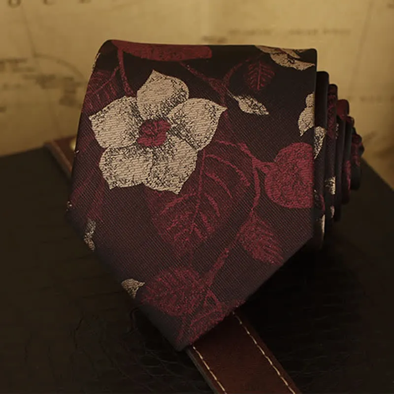 Men's Floral Printed Formal Dress Shirt Necktie