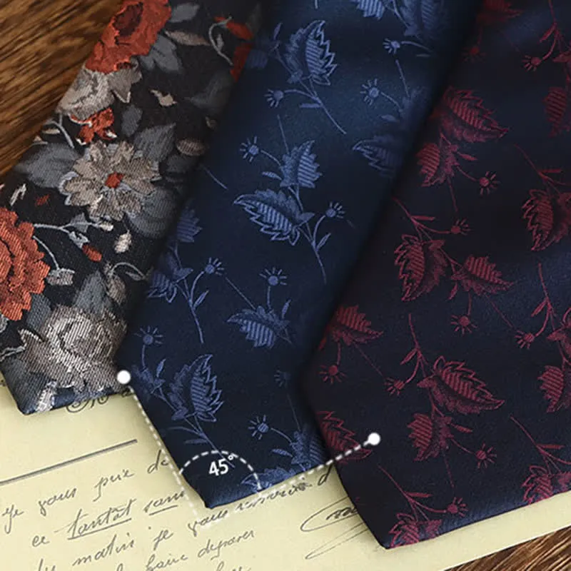 Men's Vintage Art Floral Pattern Necktie
