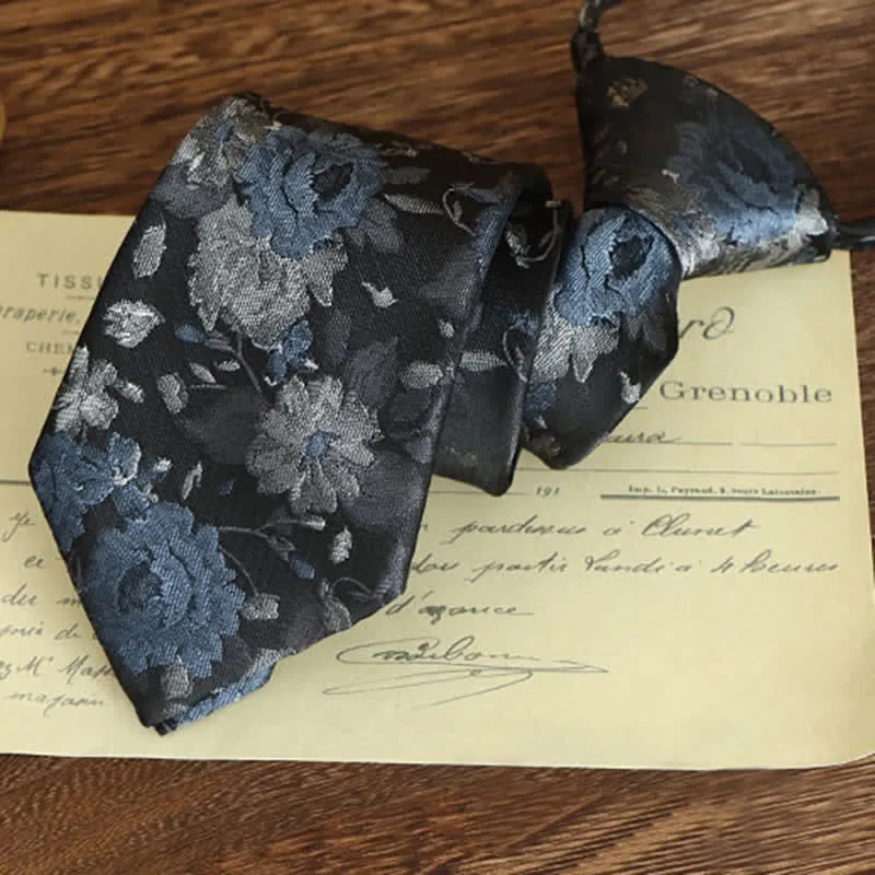 Men's Vintage Art Floral Pattern Necktie