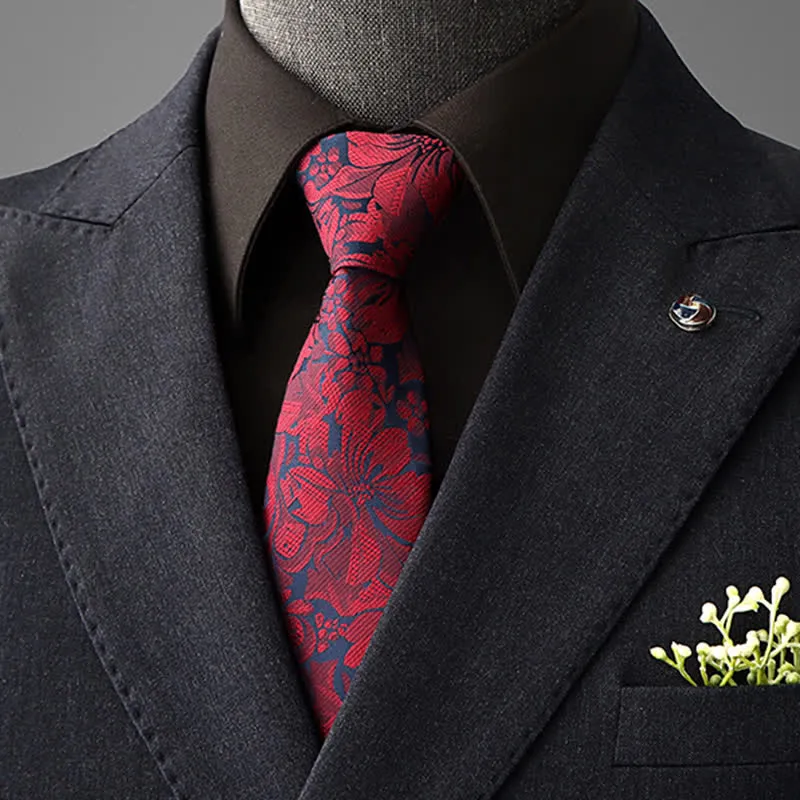 Men's Vintage Art Floral Pattern Necktie