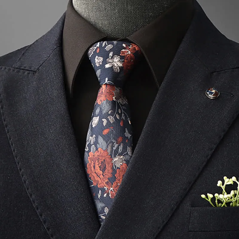 Men's Vintage Art Floral Pattern Necktie