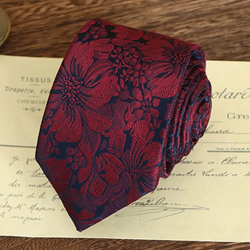 Men's Vintage Art Floral Pattern Necktie