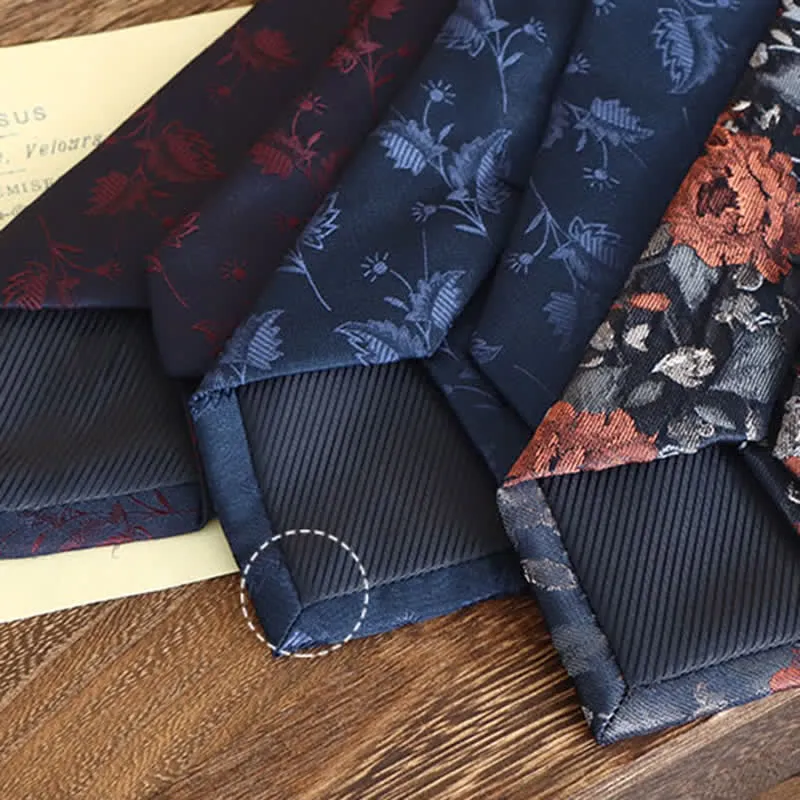 Men's Vintage Art Floral Pattern Necktie