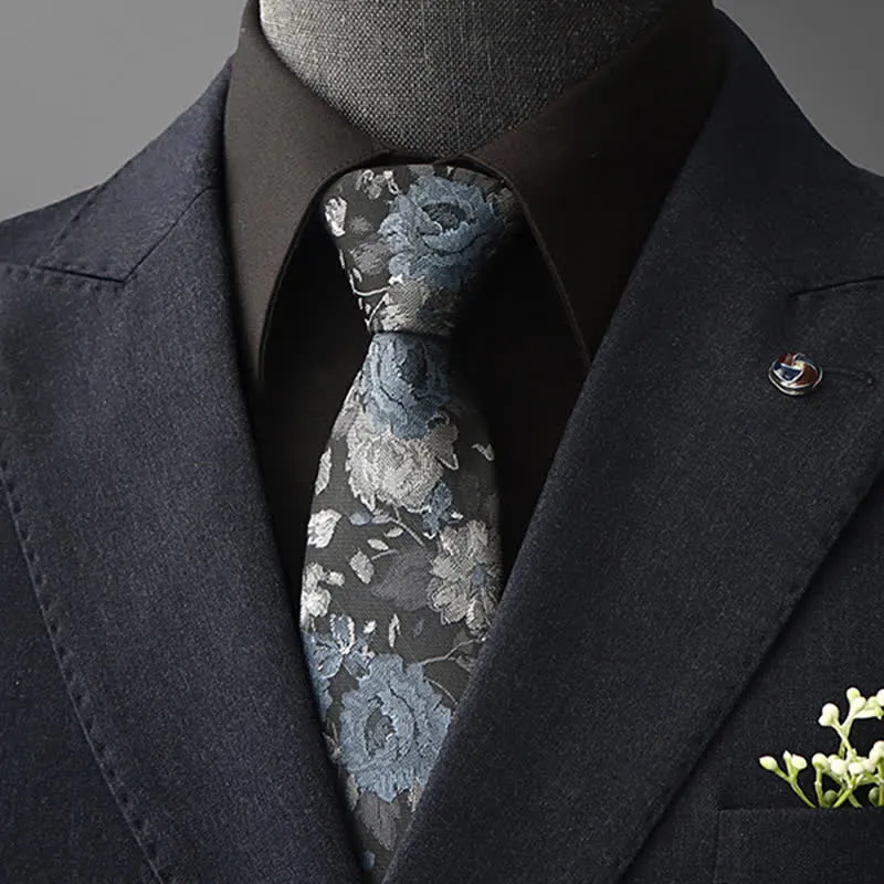 Men's Vintage Art Floral Pattern Necktie