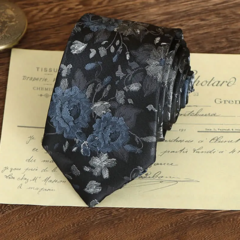Men's Vintage Art Floral Pattern Necktie