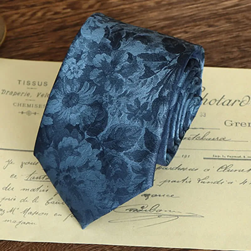 Men's Vintage Art Floral Pattern Necktie