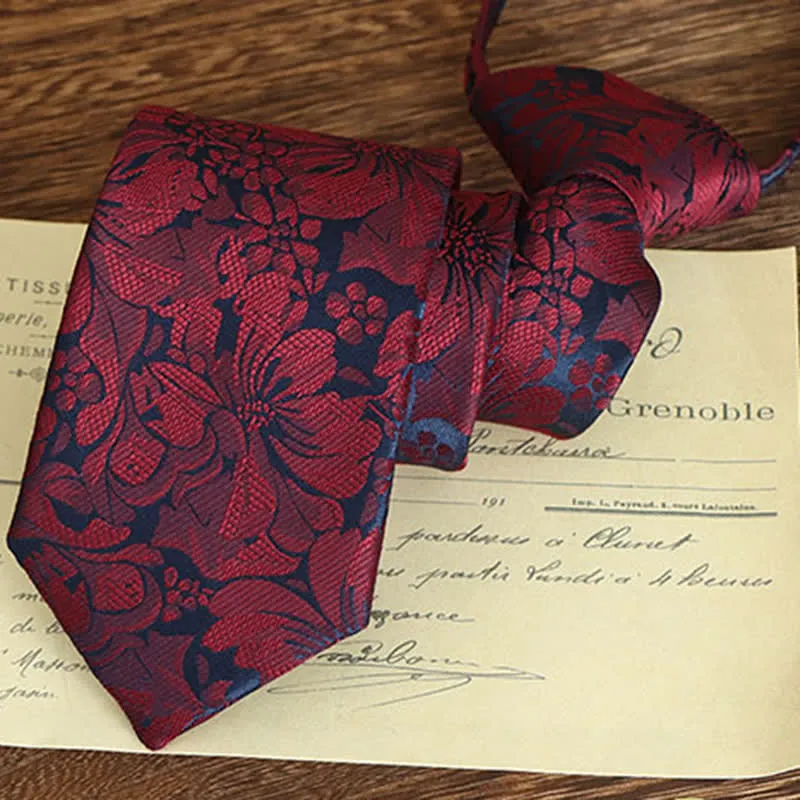 Men's Vintage Art Floral Pattern Necktie