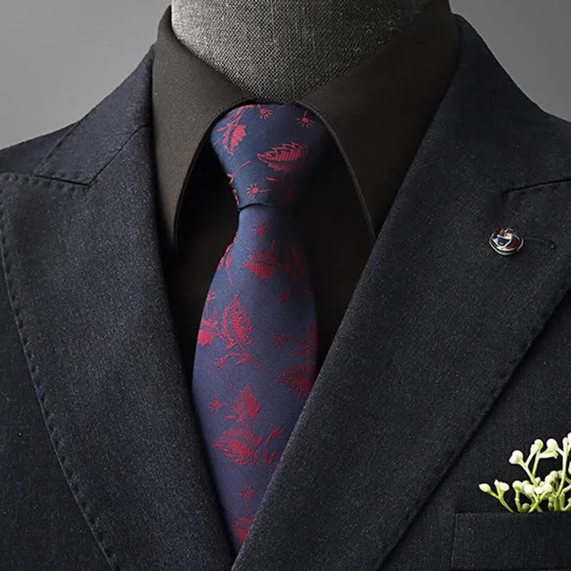 Men's Vintage Art Floral Pattern Necktie