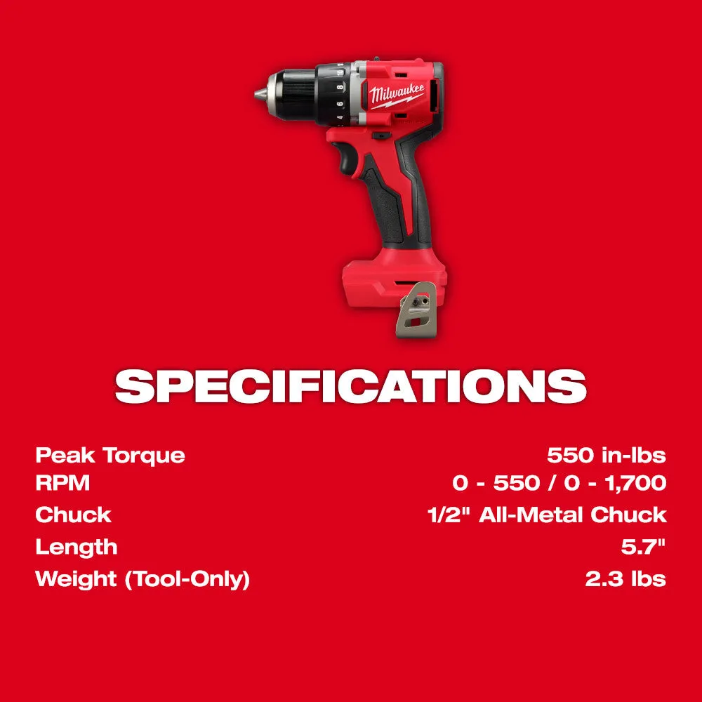 Milwaukee 3601-20 M18 18V 1/2" Compact Brushless Drill Driver - Bare Tool