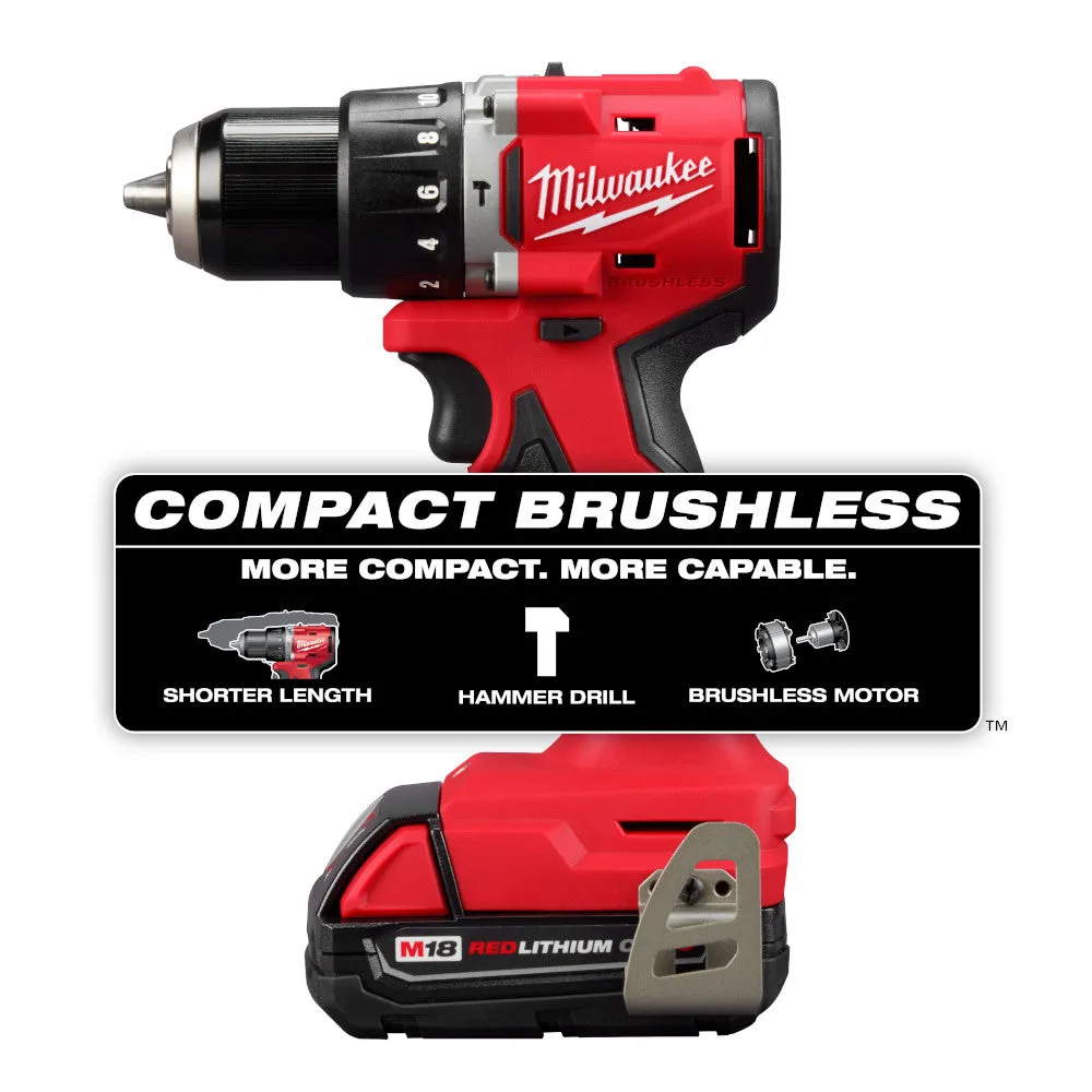 Milwaukee 3602-21P M18 18V 1/2" Compact Brushless Hammer Drill Kit