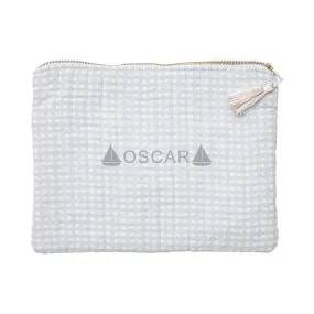 Monogrammed  Linen pouch | grey gingham