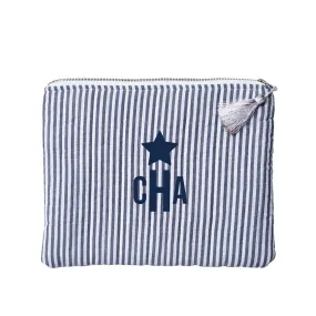 Monogrammed  Linen pouch | Harbor Island stripe