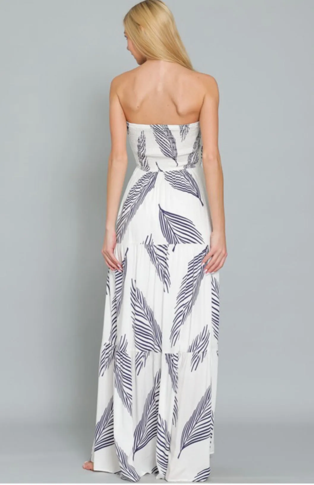 Mykonos Strapless Maxi Dress: White/Navy