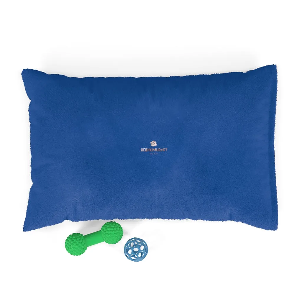 Navy Blue Pet Bed, Solid Color Machine-Washable Pet Pillow With Zippers-Printed in USA