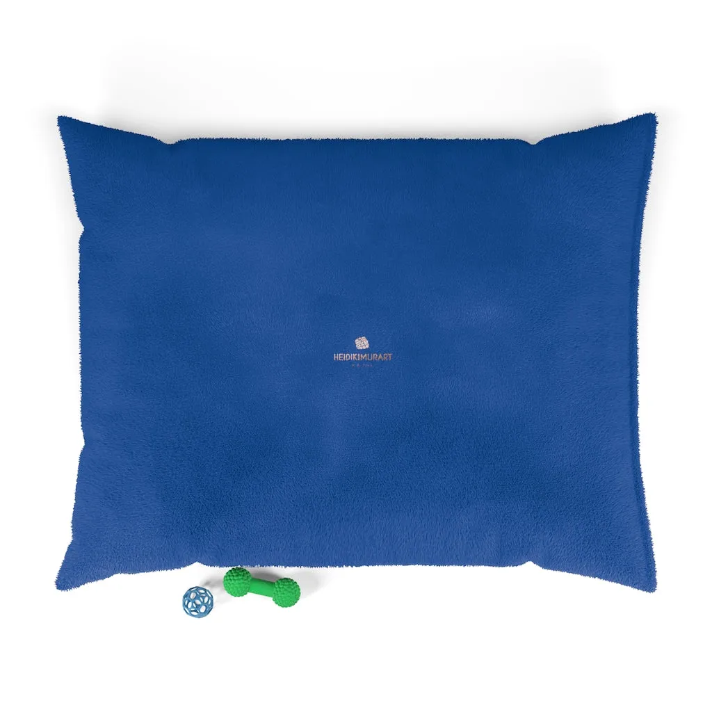 Navy Blue Pet Bed, Solid Color Machine-Washable Pet Pillow With Zippers-Printed in USA