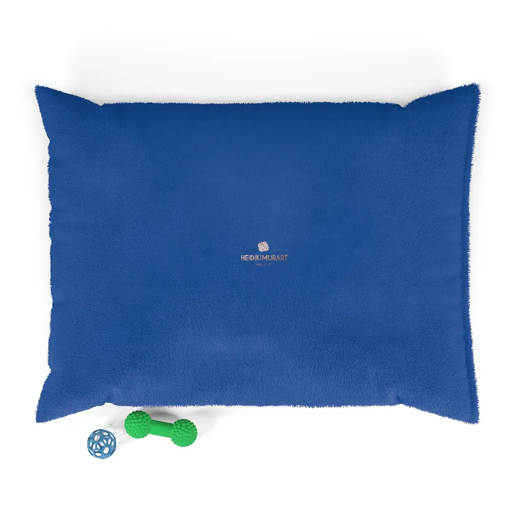 Navy Blue Pet Bed, Solid Color Machine-Washable Pet Pillow With Zippers-Printed in USA
