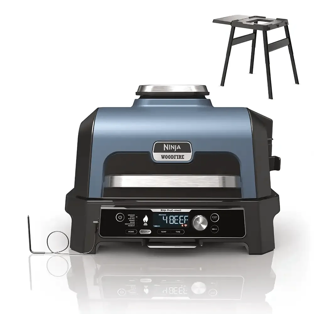 Ninja OG901UKSTANDKIT Woodfire Pro Connect XL Electric BBQ Grill with BBQ Stand
