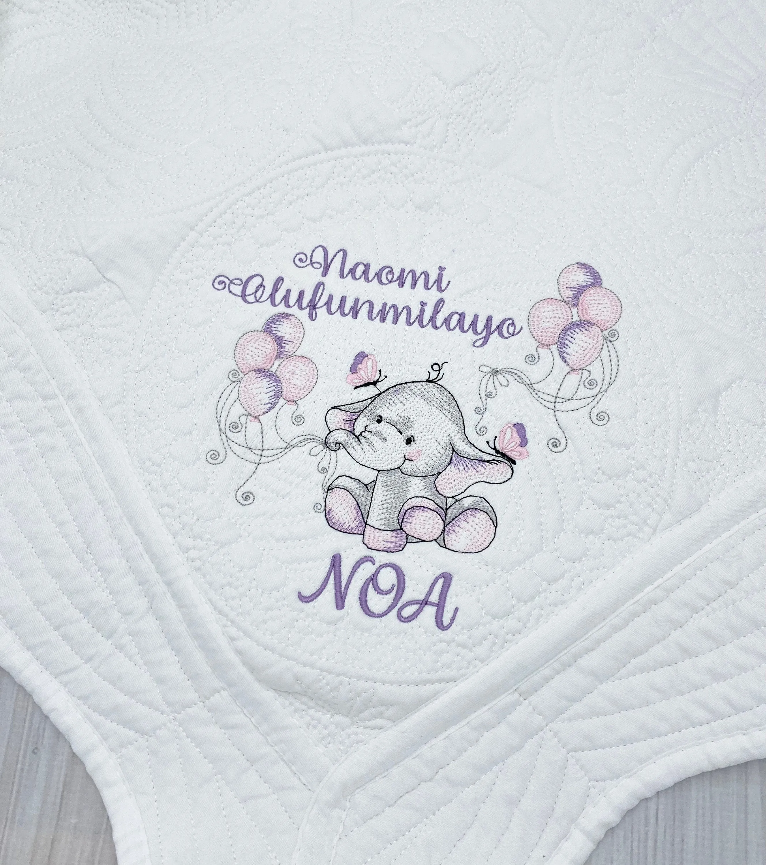 Personalized Baby Elephant Quilt Blanket