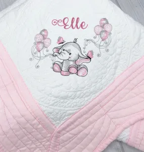 Personalized Baby Elephant Quilt Blanket
