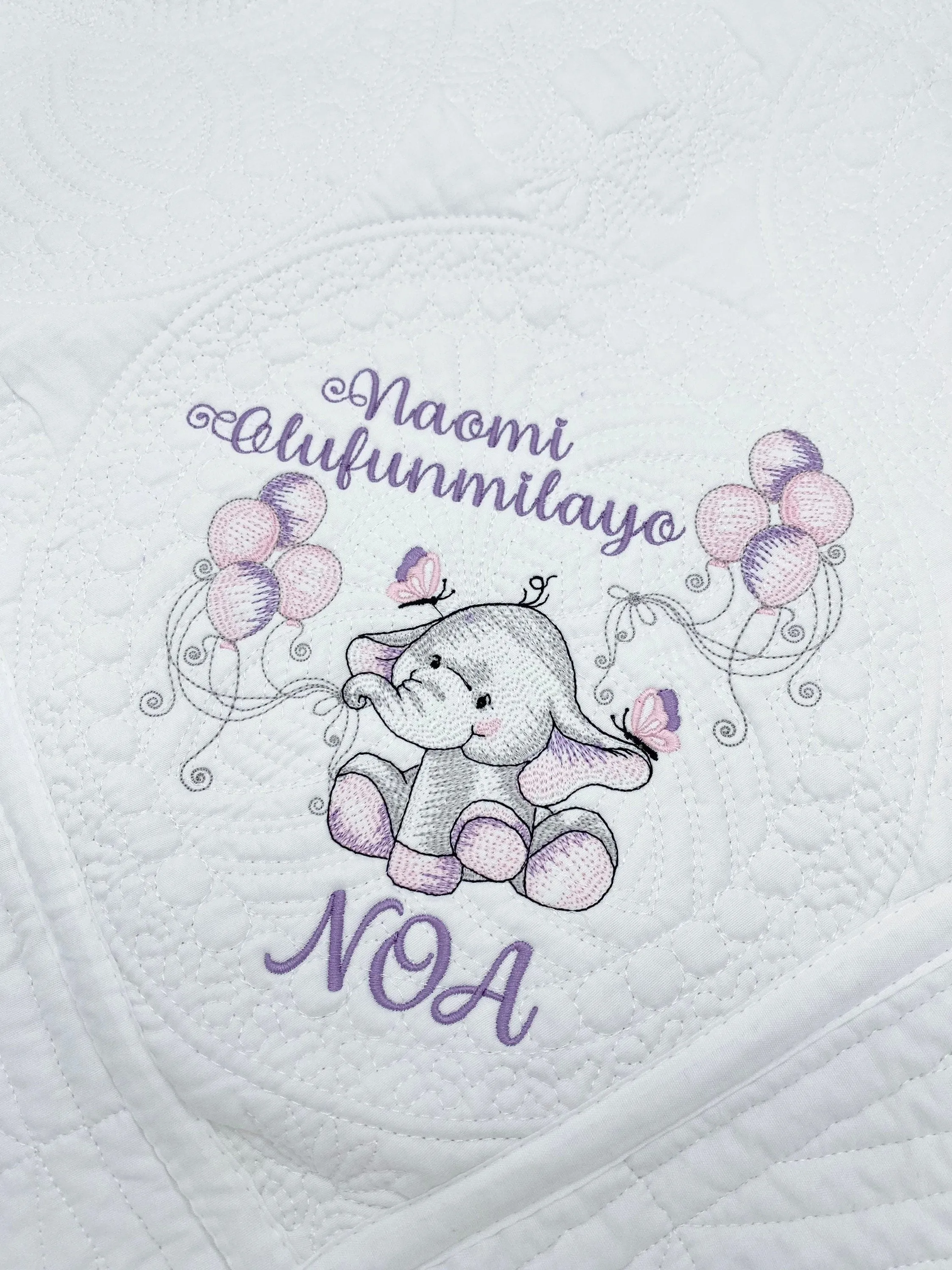 Personalized Baby Elephant Quilt Blanket