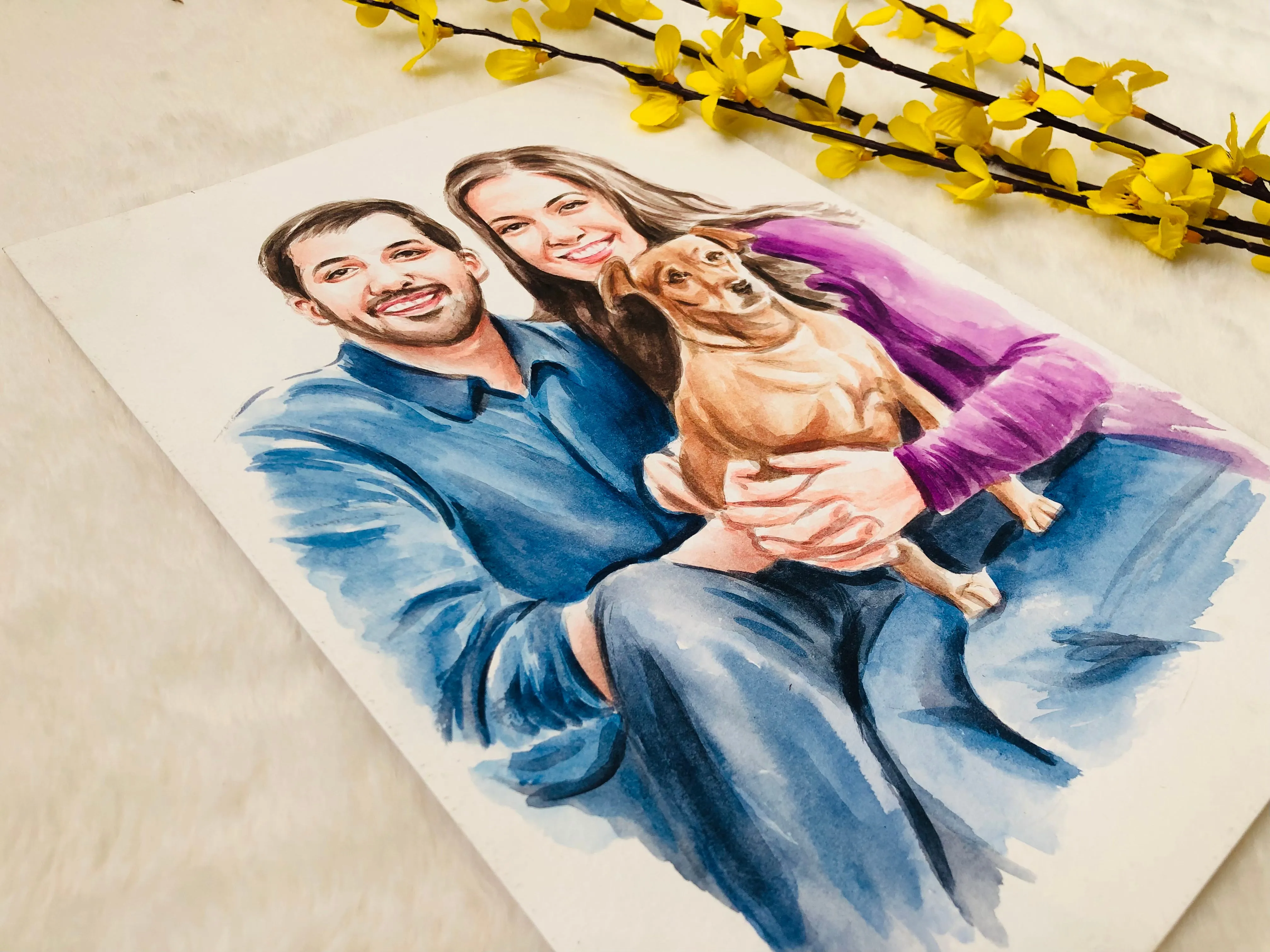 Personalized Pet and Owner Portrait, Custom Dog and Owner Portrait, Portraits From Photos