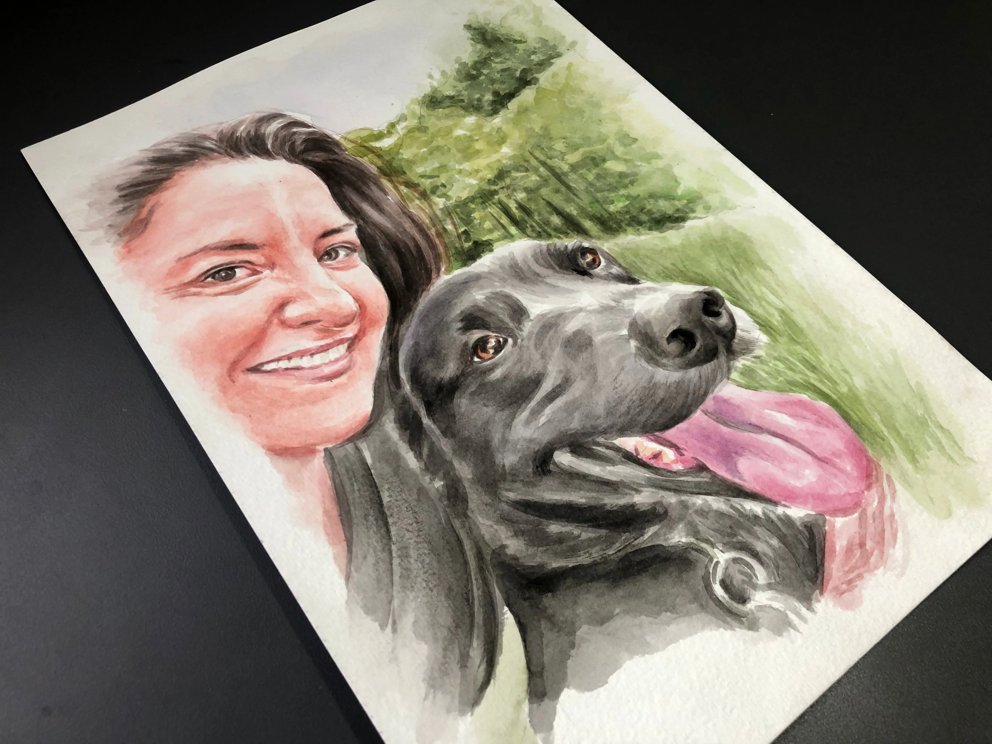 Personalized Pet and Owner Portrait, Custom Dog and Owner Portrait, Portraits From Photos