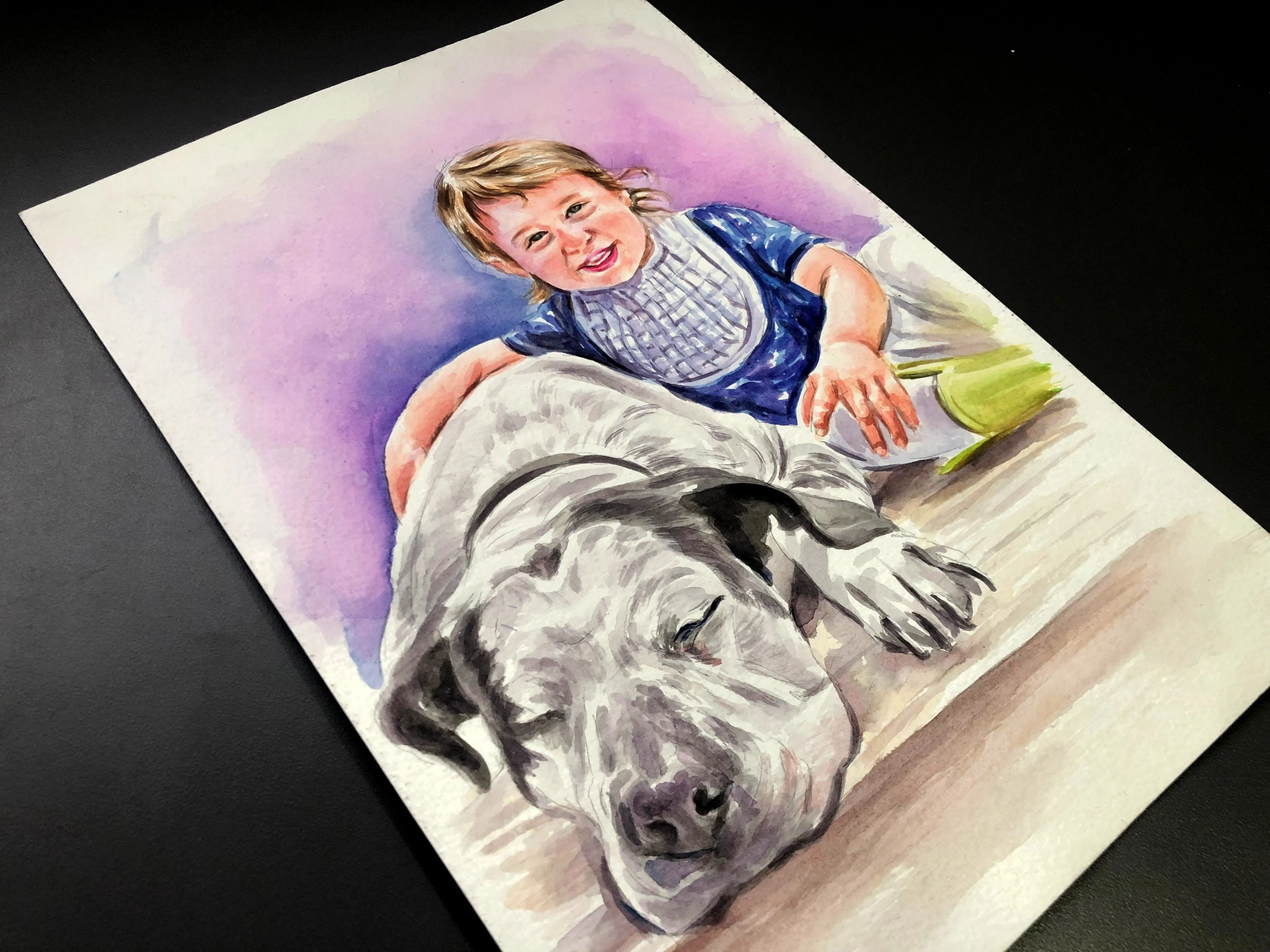 Personalized Pet and Owner Portrait, Custom Dog and Owner Portrait, Portraits From Photos