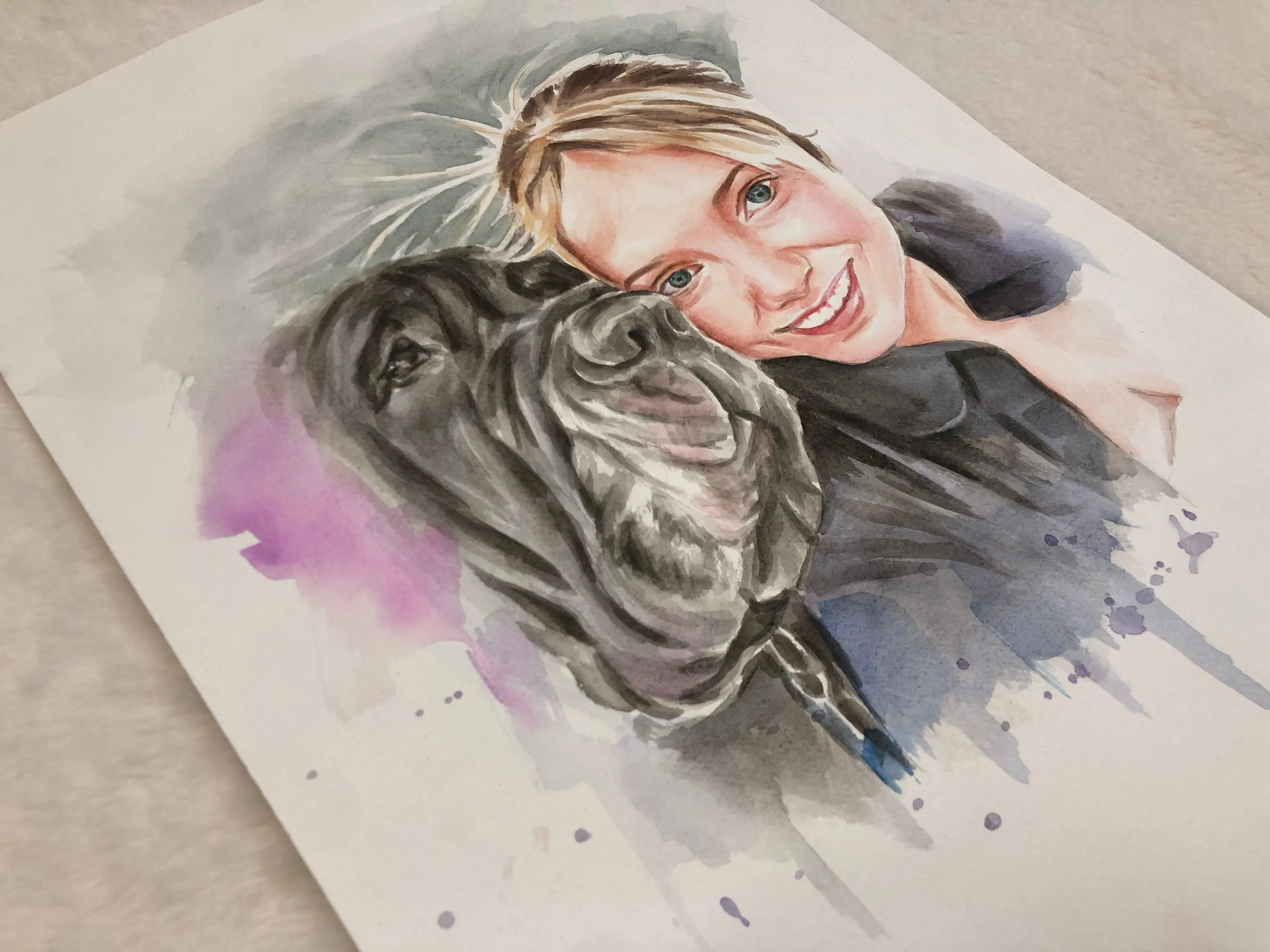 Personalized Pet and Owner Portrait, Custom Dog and Owner Portrait, Portraits From Photos