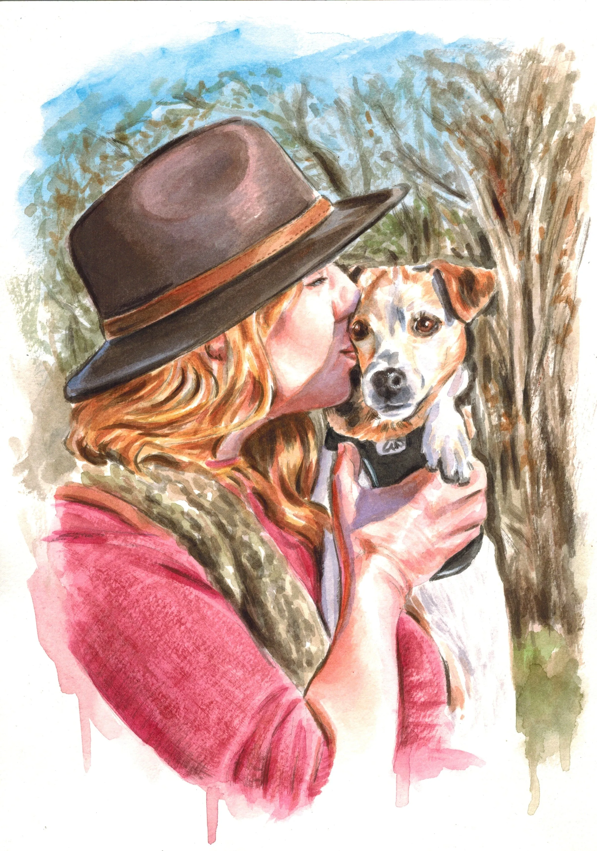Personalized Pet and Owner Portrait, Custom Dog and Owner Portrait, Portraits From Photos