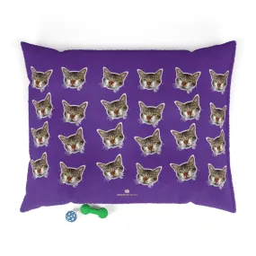 Purple Cat Pet Bed, Solid Color Machine-Washable Pet Pillow With Zippers-Printed in USA