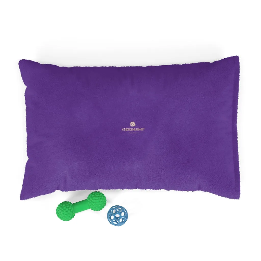 Purple Pet Bed, Modern Solid Color Machine-Washable Pet Pillow With Zippers-Printed in USA
