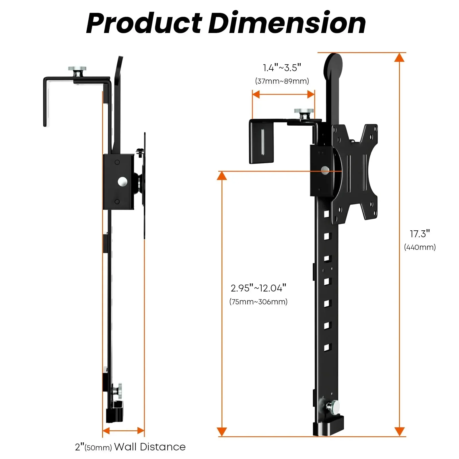 PUTORSEN 13-35" Office Cubicle monitor mount, height-adjustable VESA mount