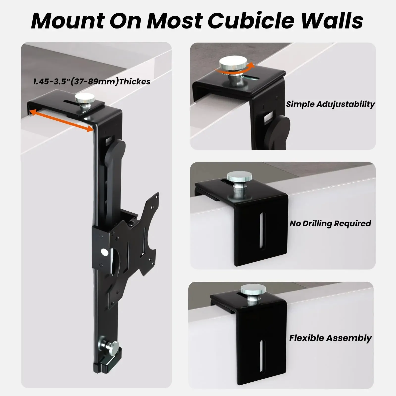 PUTORSEN 13-35" Office Cubicle monitor mount, height-adjustable VESA mount