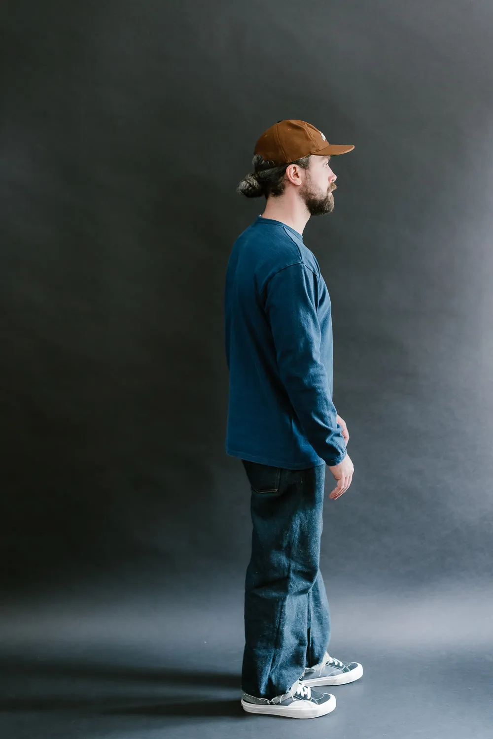 "Stand Wheel" Heavyweight Long Sleeve Tee - Indigo