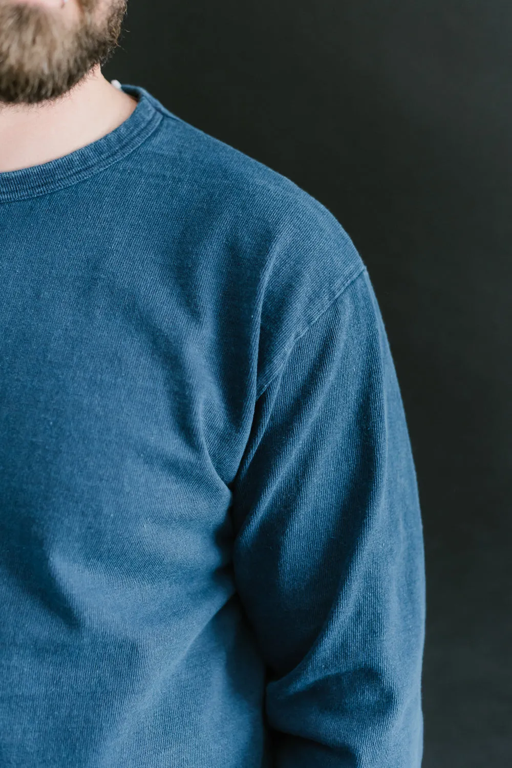 "Stand Wheel" Heavyweight Long Sleeve Tee - Indigo