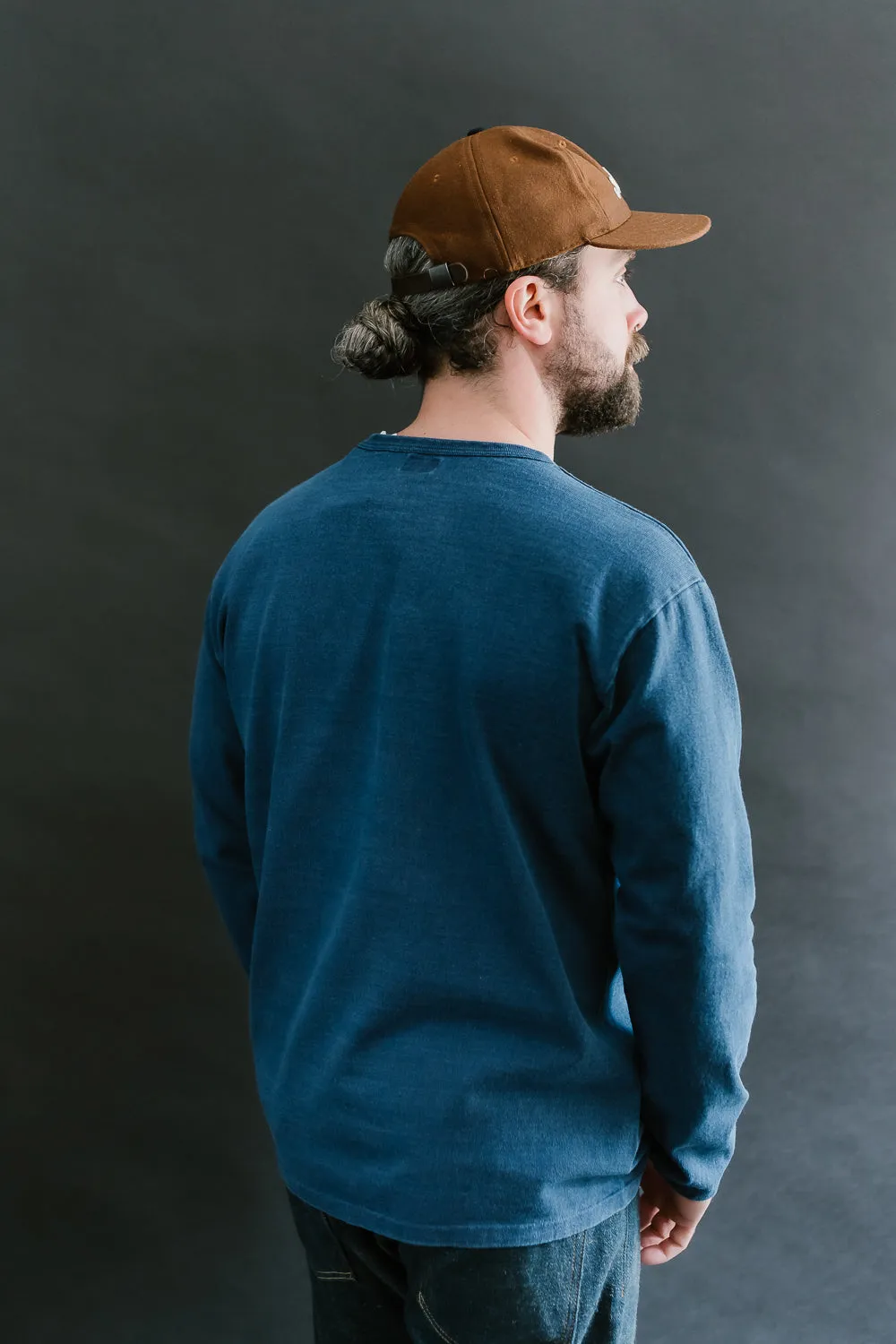 "Stand Wheel" Heavyweight Long Sleeve Tee - Indigo