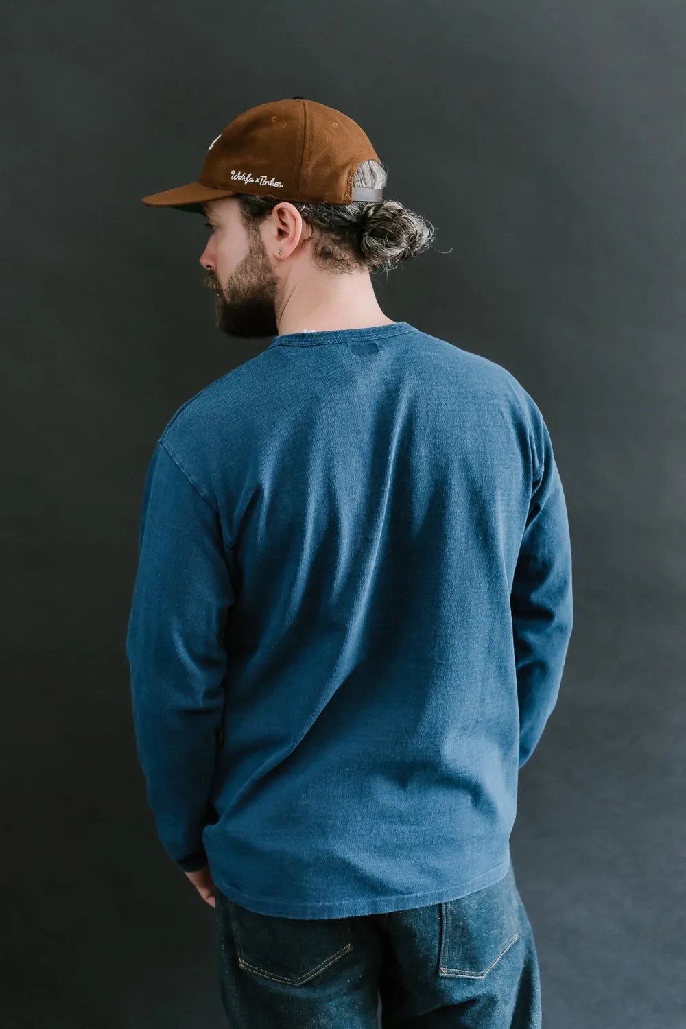 "Stand Wheel" Heavyweight Long Sleeve Tee - Indigo